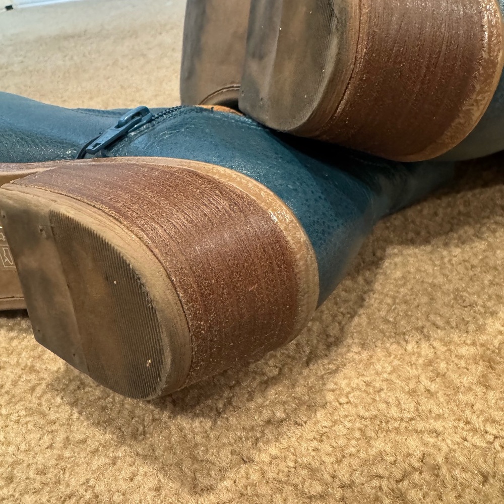 Miz Mooz Blue Leather Ankle Boots - Picture 3 of 5